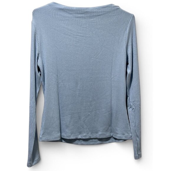 Banana Republic Womens Small Ribbed Knit Top Blue Long Sleeve Boat Neck NWT - Picture 3 of 11